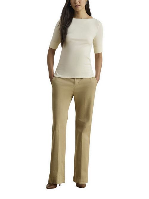 t-shirt donna panna con scollo a barca Ralph Lauren | 200654963036